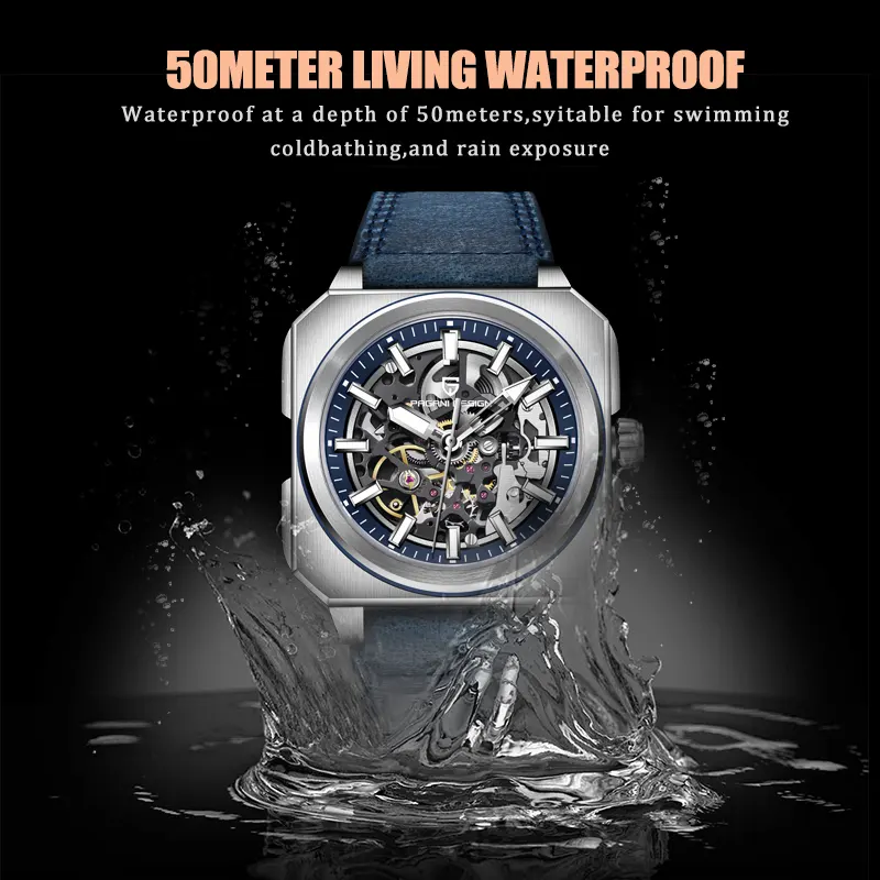 Pagani Design Skeleton Square Dial Automatic Men's Watch- PD-1791